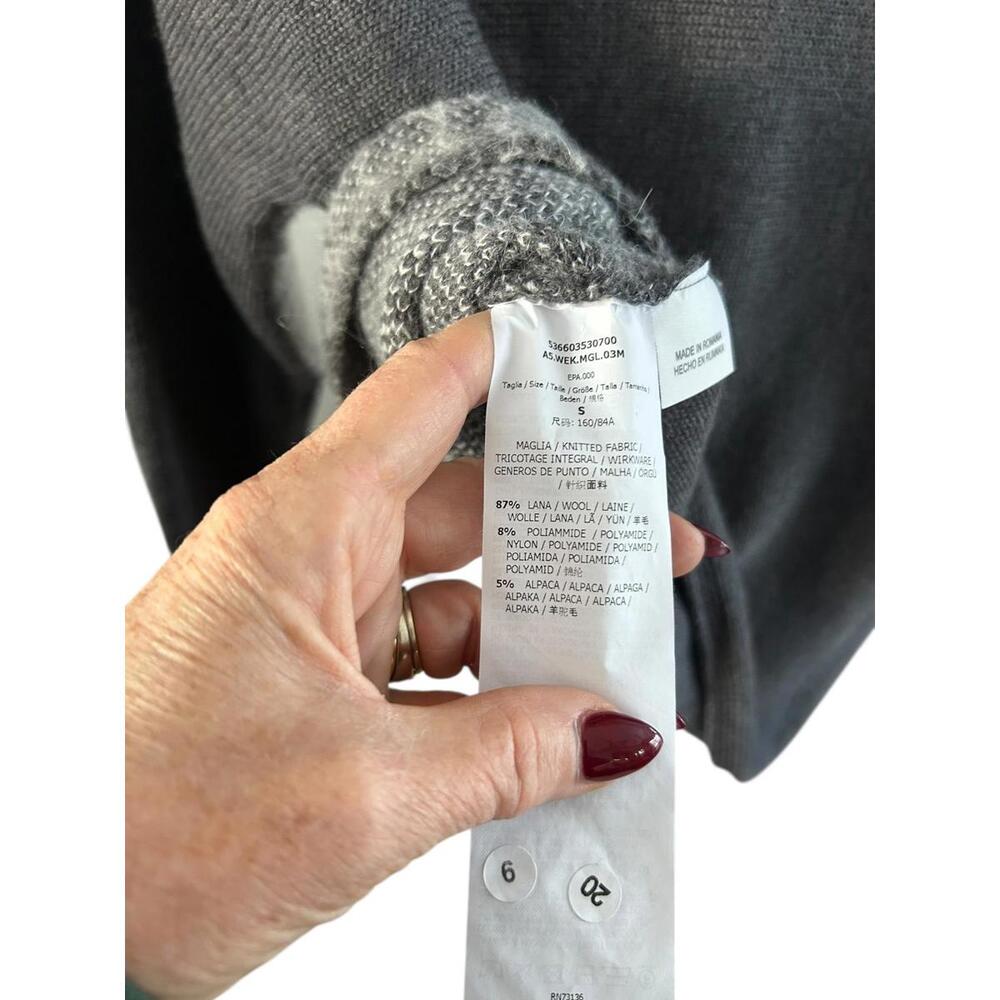 Max Mara Weekend Wool Alpaca Blend Check Sweater Gray Size Small Quiet Luxury - Picture 7 of 11